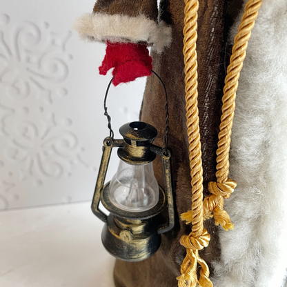 Handmade Vintage Inspired Santa Decorative Figure with Olive Robe