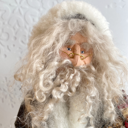 Handmade Vintage Inspired Santa Decorative Figure with Olive Robe