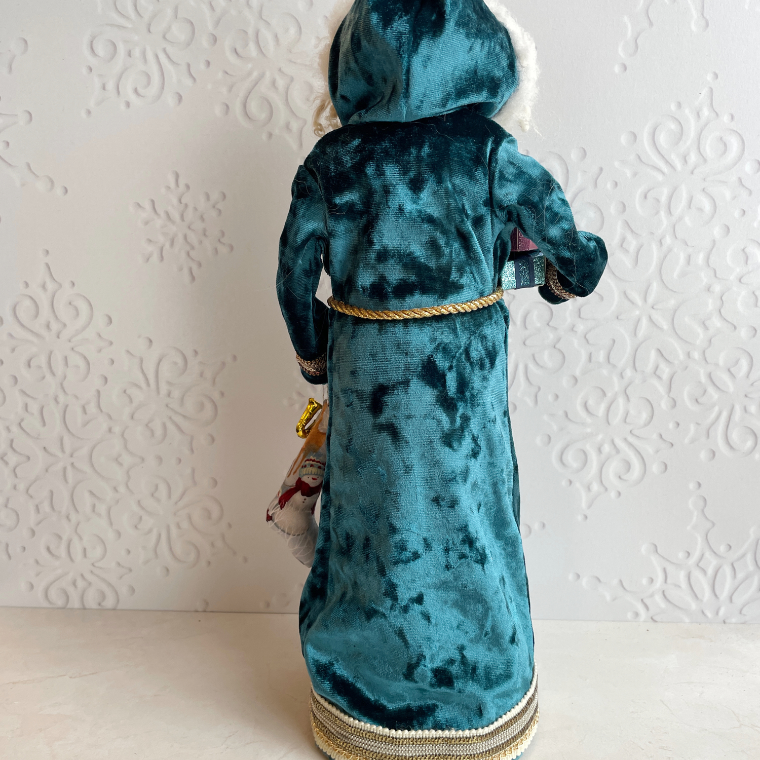 Handmade Vintage Inspired Santa Decorative Figure with Velvet Robe