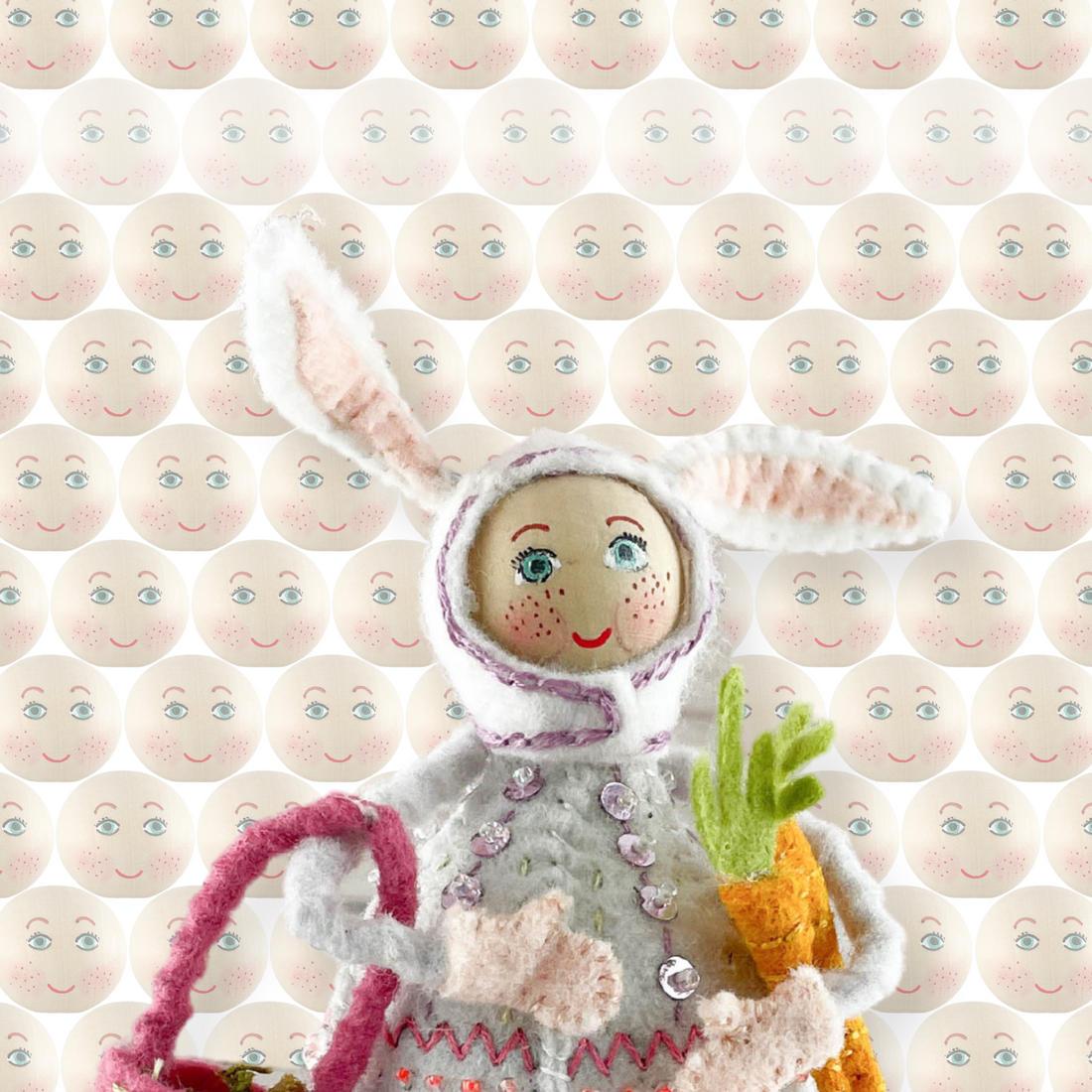 Whimsical Bunny Ornament Completed Head