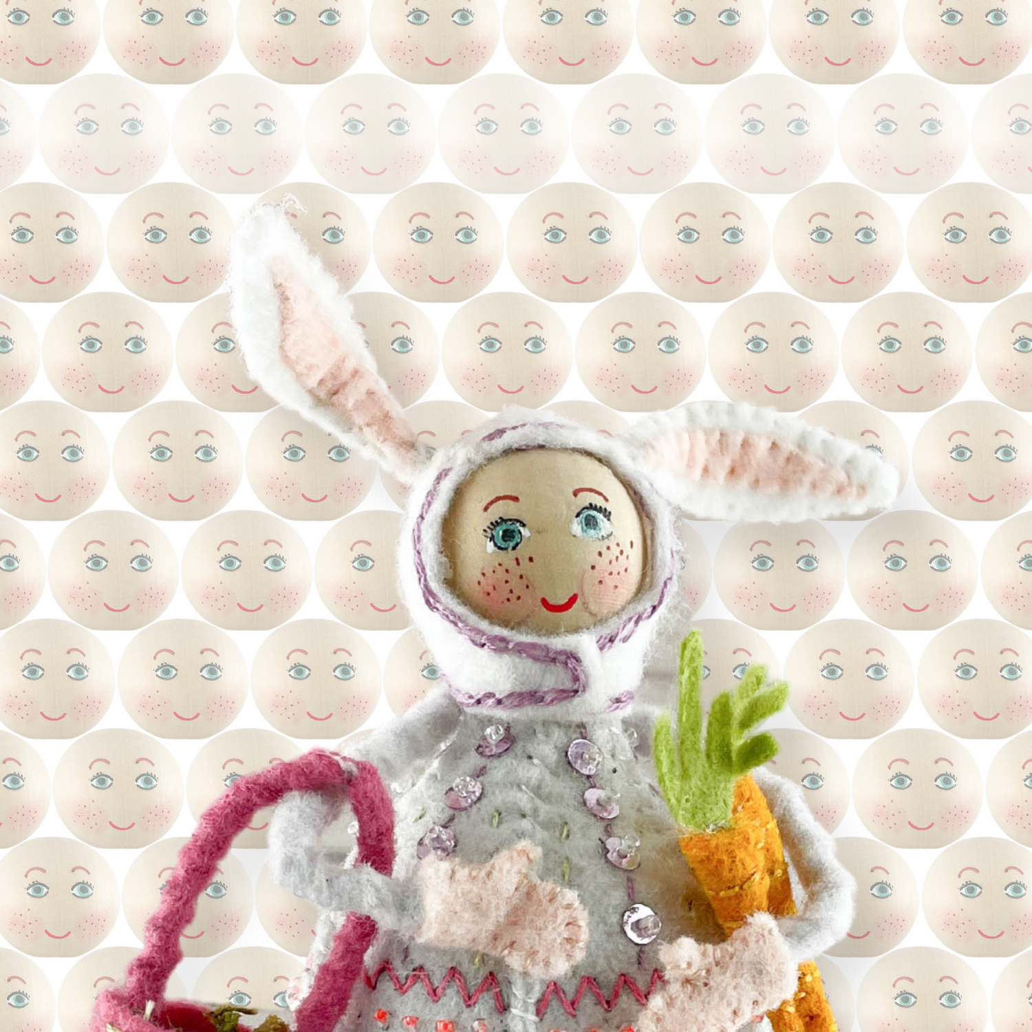 Whimsical Bunny Ornament Completed Head