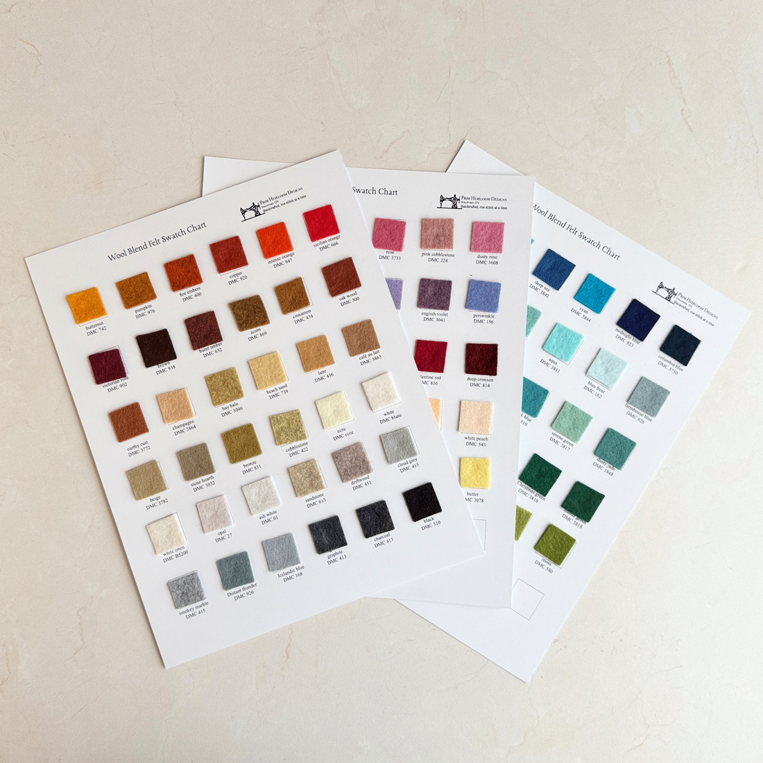 Wool Blend Felt Sheets Swatch Cards