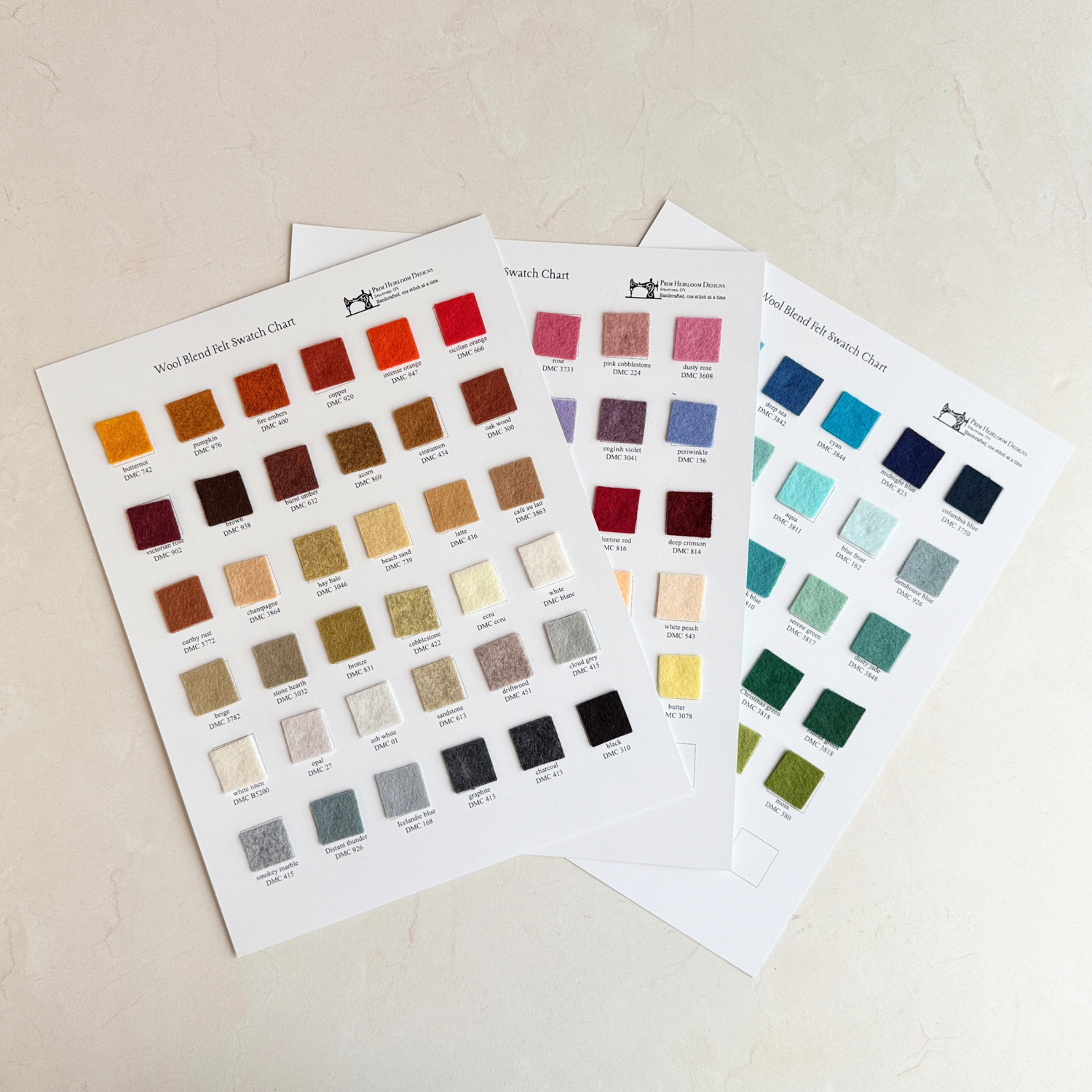 Wool Blend Felt Sheets Swatch Cards