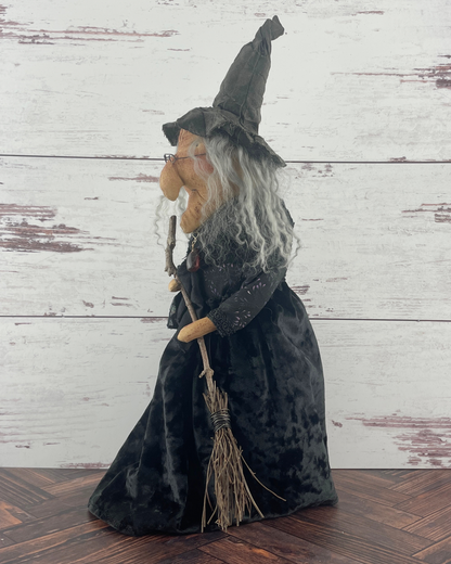 Handmade Halloween Harriet Witch Doll Fall Home Decor / Autumn Folk Art Handmade OOAK Fabric Doll / One of a Kind Handmade Witch