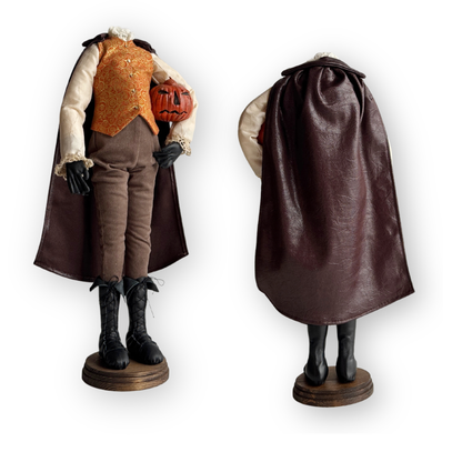Handmade Headless Horseman Figure with Clay Pumpkin No.5