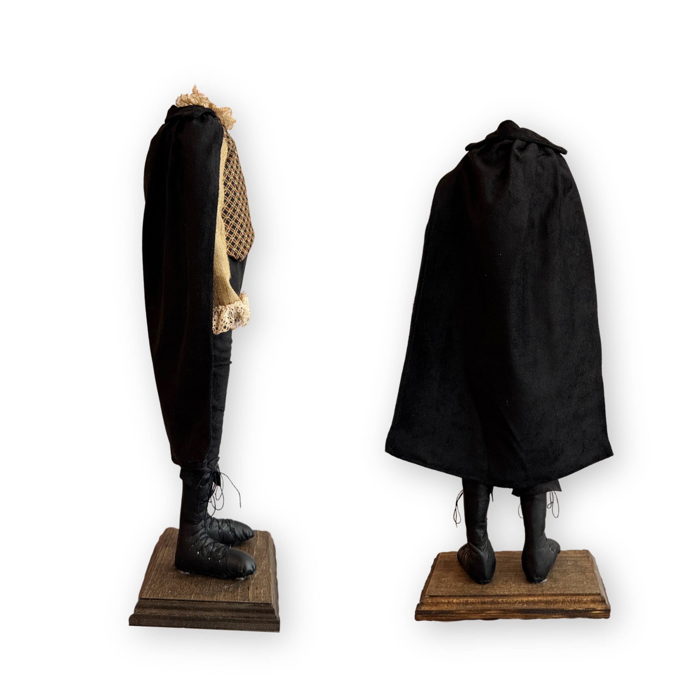 Handmade Headless Horseman Figure with Clay Pumpkin No. 005