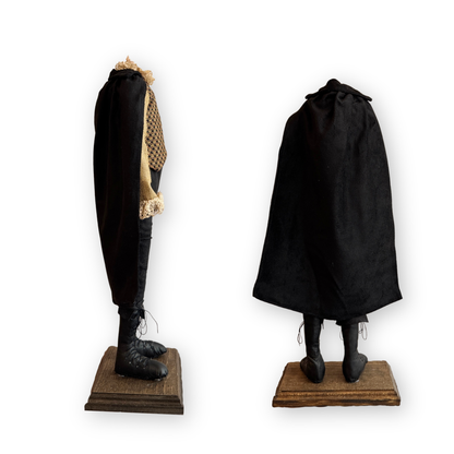 Handmade Headless Horseman Figure with Clay Pumpkin No. 005