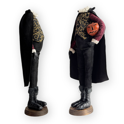 Handmade Headless Horseman Figure with Clay Pumpkin No.2
