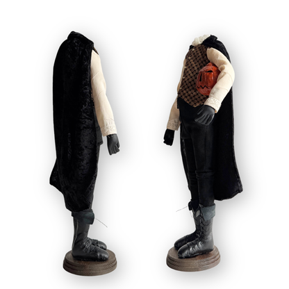 Handmade Headless Horseman Figure with Clay Pumpkin No.3