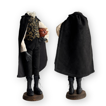 Handmade Headless Horseman Figure with Clay Pumpkin No.4