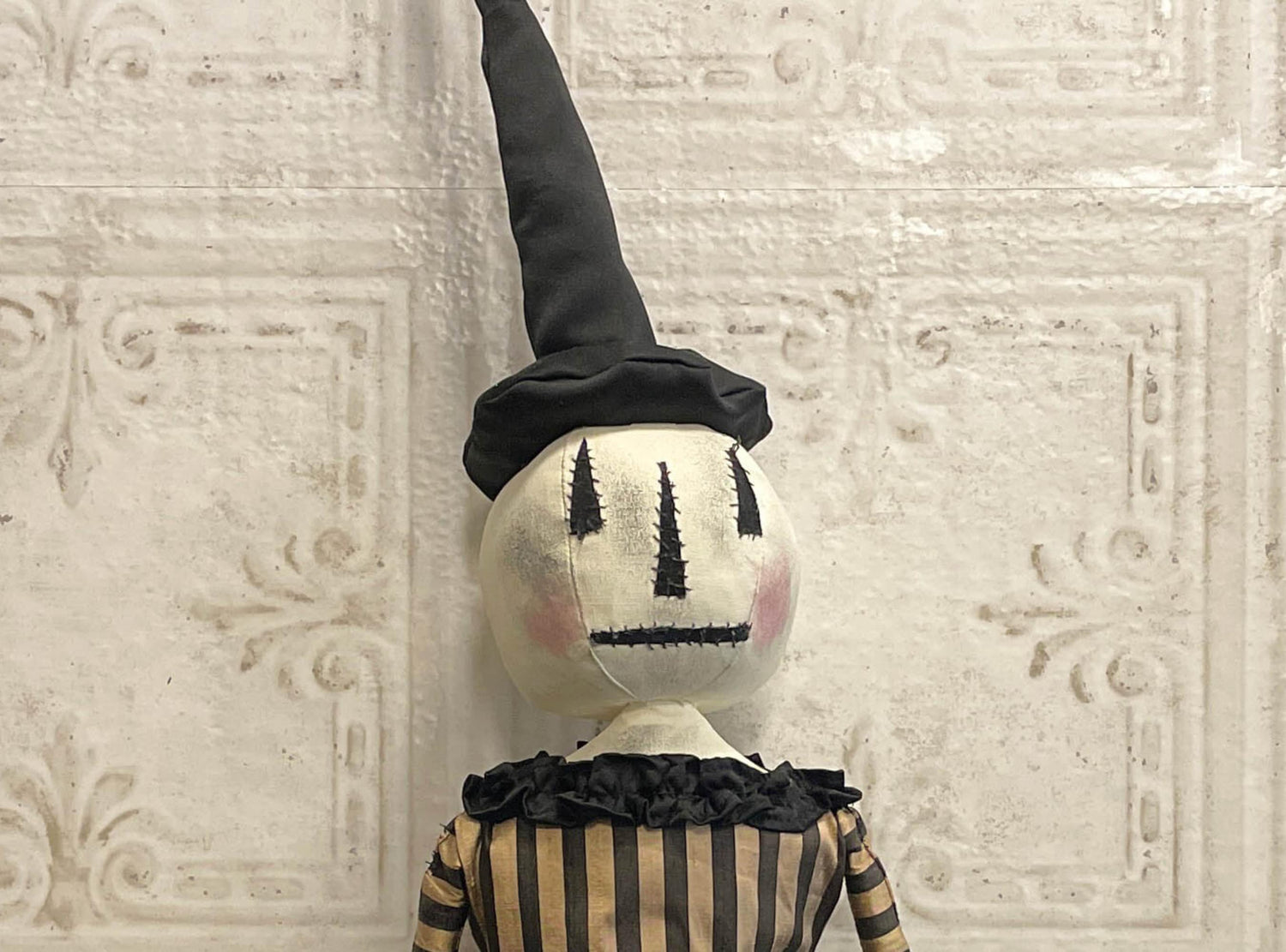 One of a Kind Handmade Halloween Ghost Pumpkin Doll Black Skirt