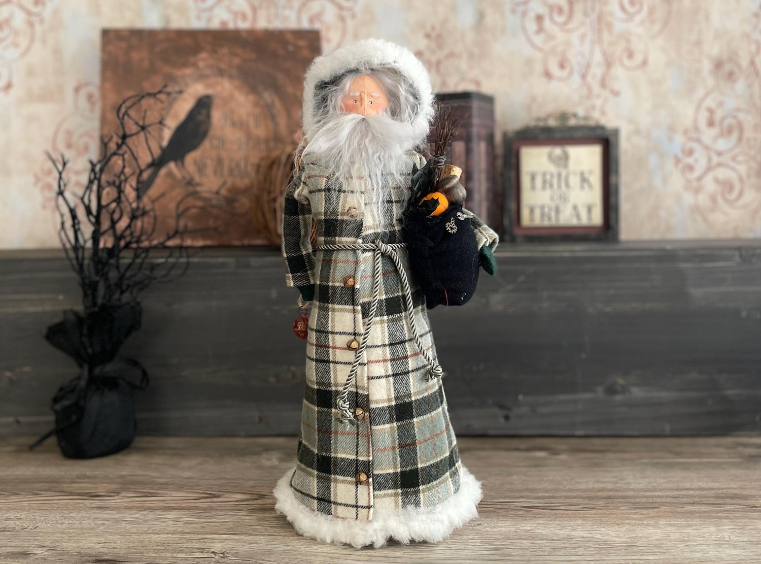 One of a Kind Handmade Santa Doll for Fall Decor / Halloween Father Christmas / Autumn Inspired Santa Claus