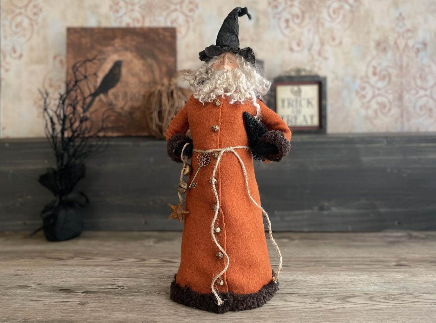 One of a Kind Handmade Santa Doll for Fall Decor / Halloween Father Christmas / Autumn Inspired Santa Claus