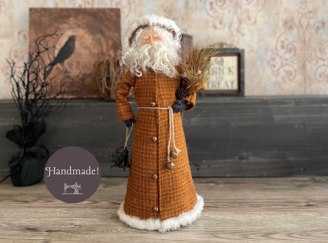 One of a Kind Handmade Santa Doll for Fall Decor / Halloween Father Christmas / Autumn Inspired Santa Claus