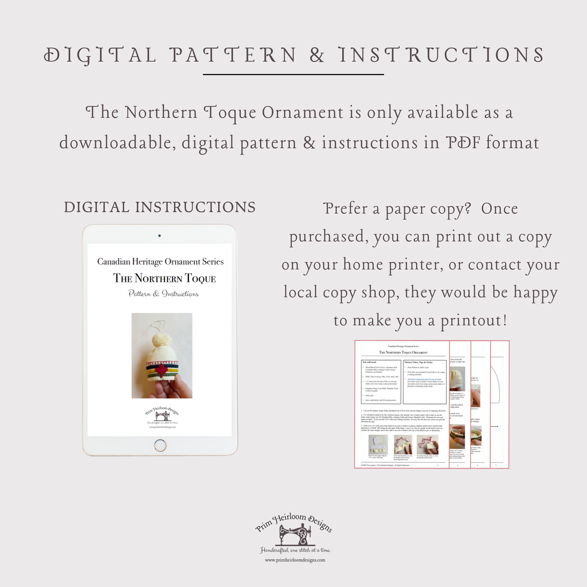 The Northern Toque Digital Downloadable Hand Sewing Pattern