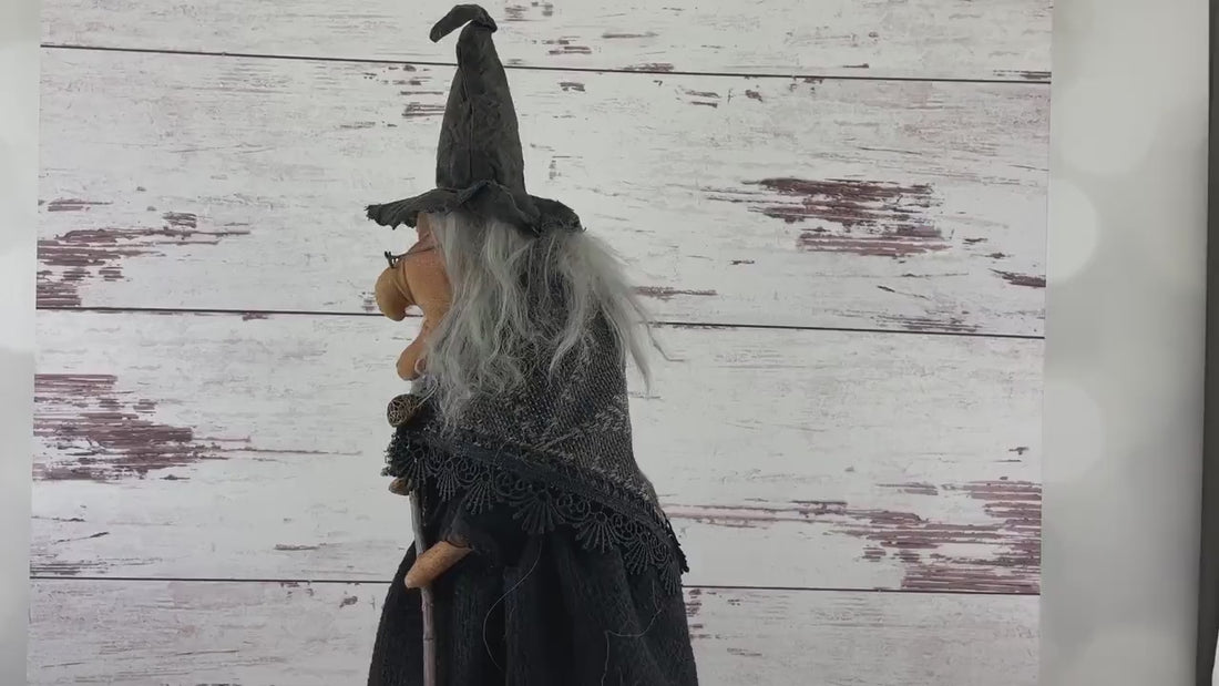 Handmade Halloween Harriet Witch Doll Fall Home Decor / Autumn Folk Art Handmade OOAK Fabric Doll / One of a Kind Handmade Witch