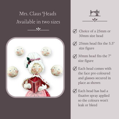 Whimsical Mrs. Claus Christmas Ornament Completed Head