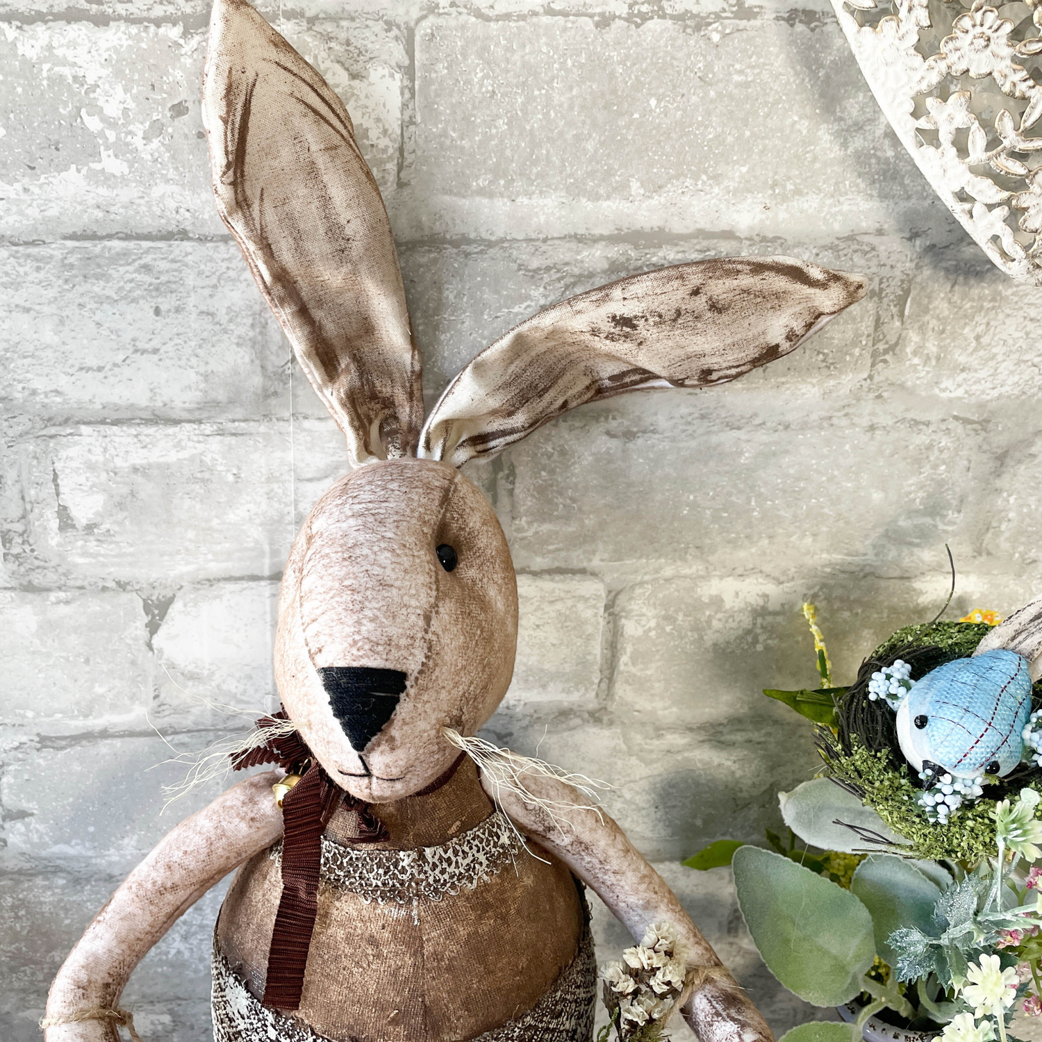 One of a Kind Handmade Bunny Doll / Handmade Cloth Doll / Spring and Easter Bunny Decoration