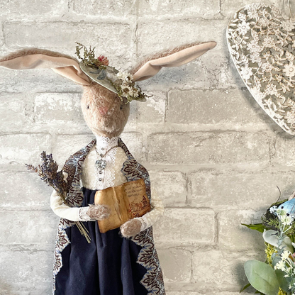 One of a Kind Handmade Bunny Doll / Esther Handmade Cloth Doll / Spring and Easter Bunny Decoration