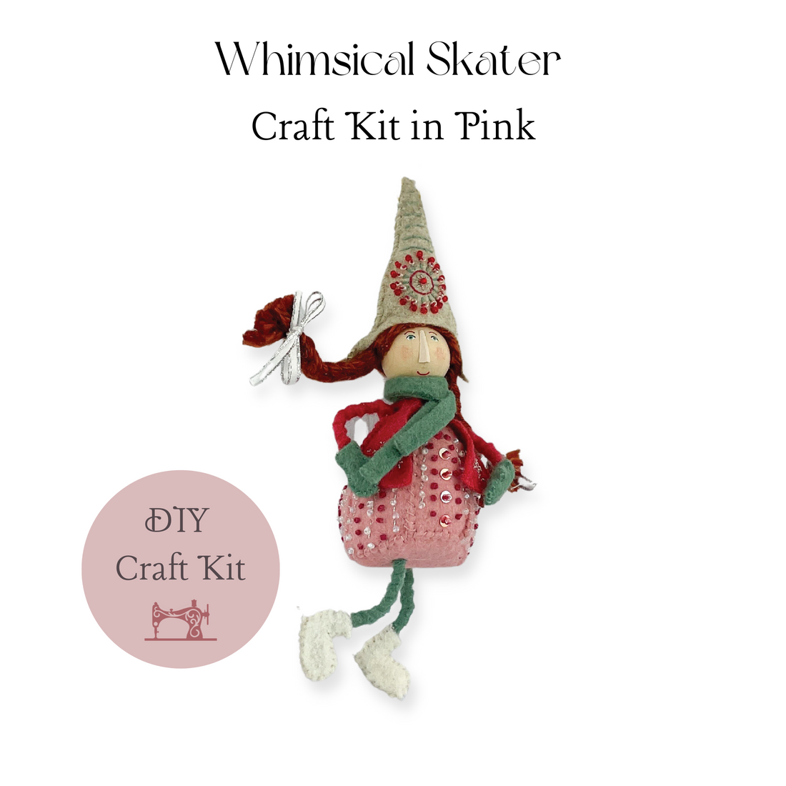 Whimsical Skater Ornament Craft Kit in Pink