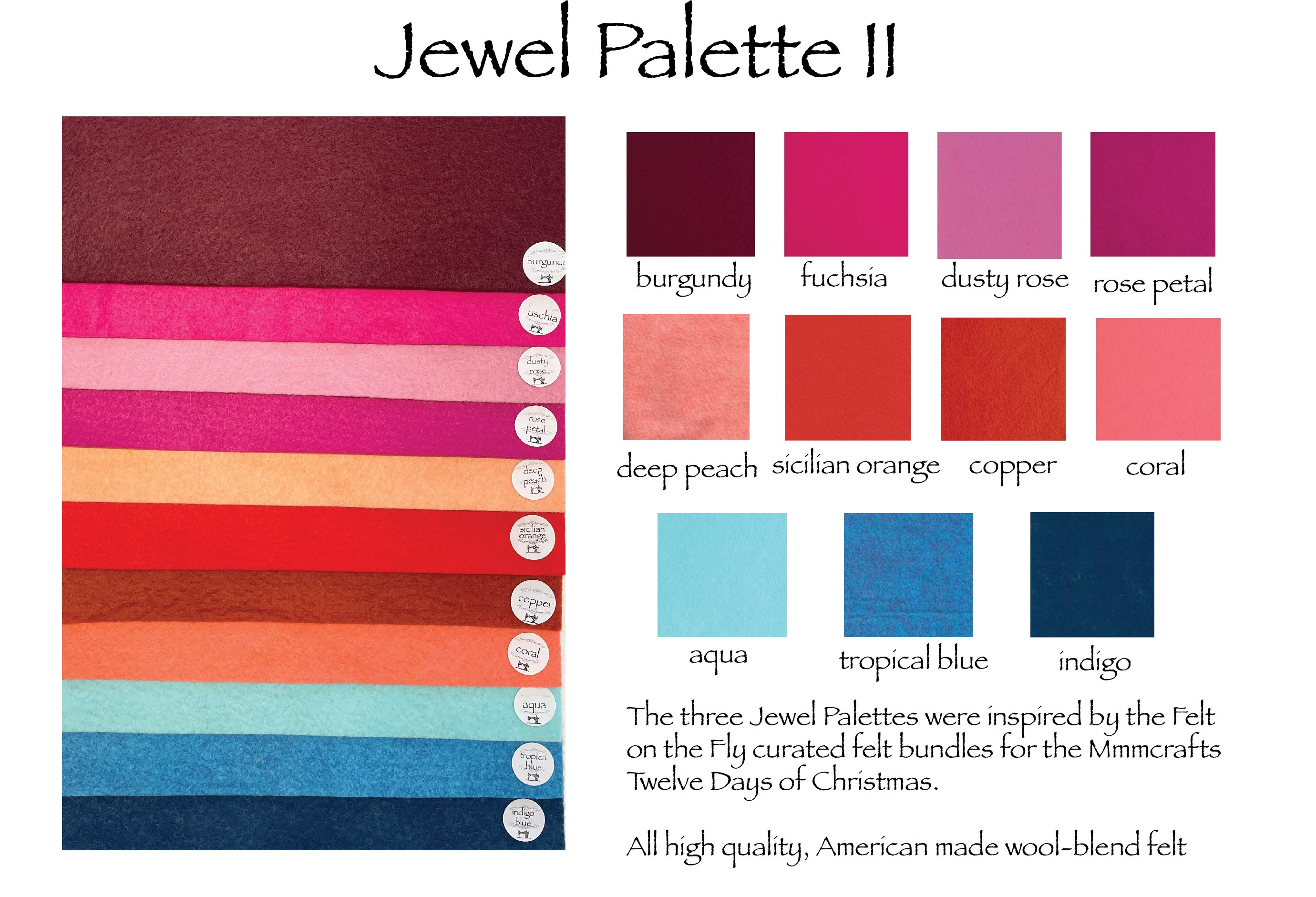 Jewel II Palette Merino Wool Blend Felt Sheets