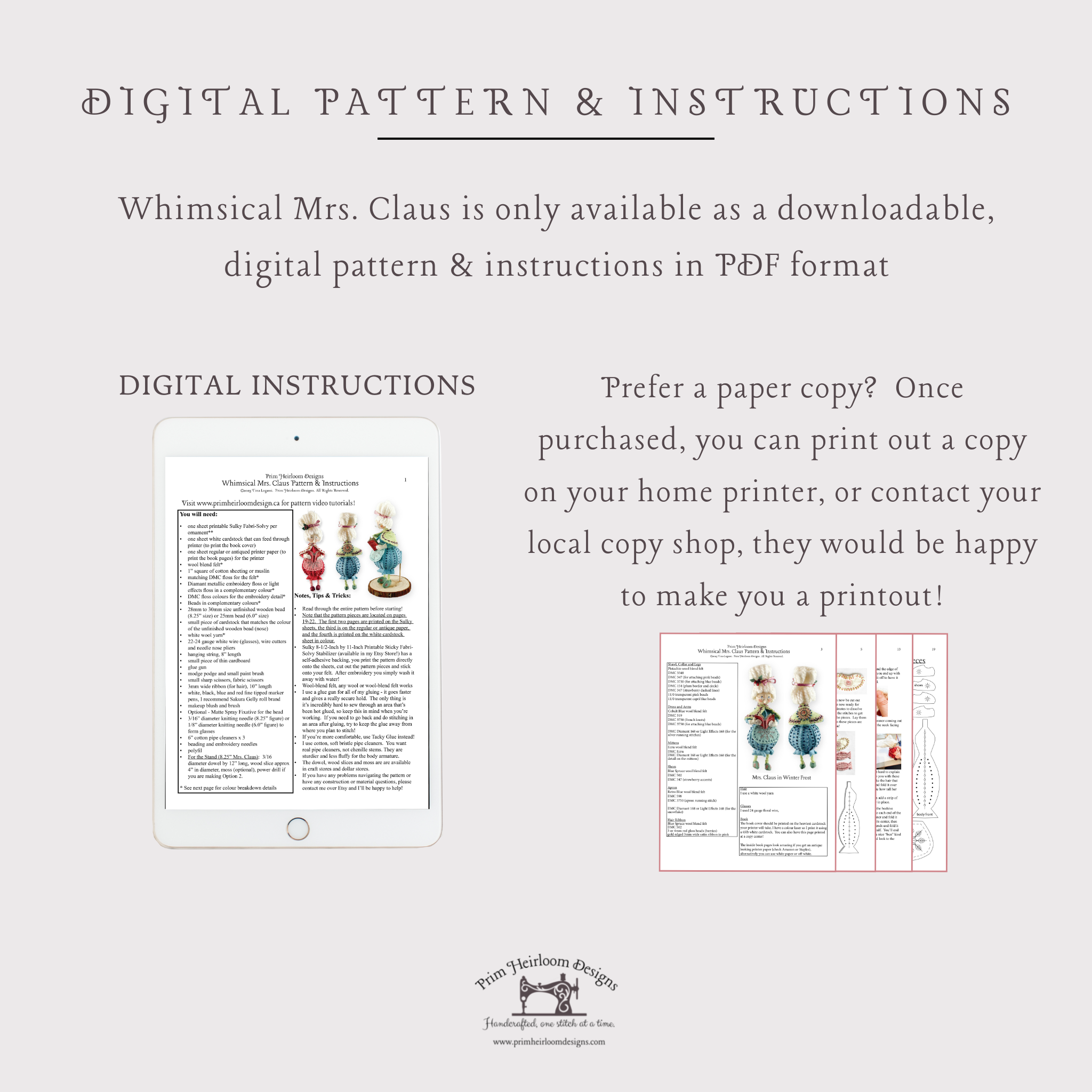 Whimsical Mrs. Claus E-Pattern and Instructions