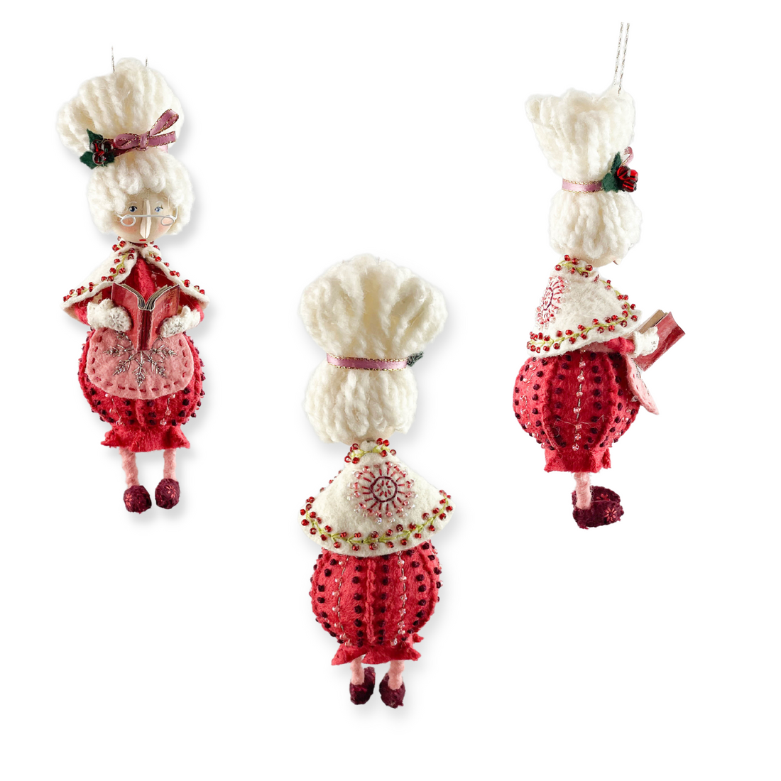 Whimsical Mrs. Claus Ornament Craft Kit Poinsettia Red