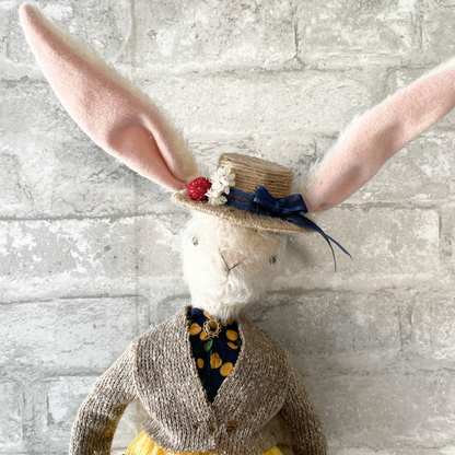 One of a Kind Handmade Bunny Doll / Audrey Handmade Cloth Doll / Spring and Easter Bunny Decoration