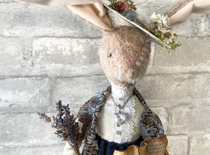One of a Kind Handmade Bunny Doll / Esther Handmade Cloth Doll / Spring and Easter Bunny Decoration