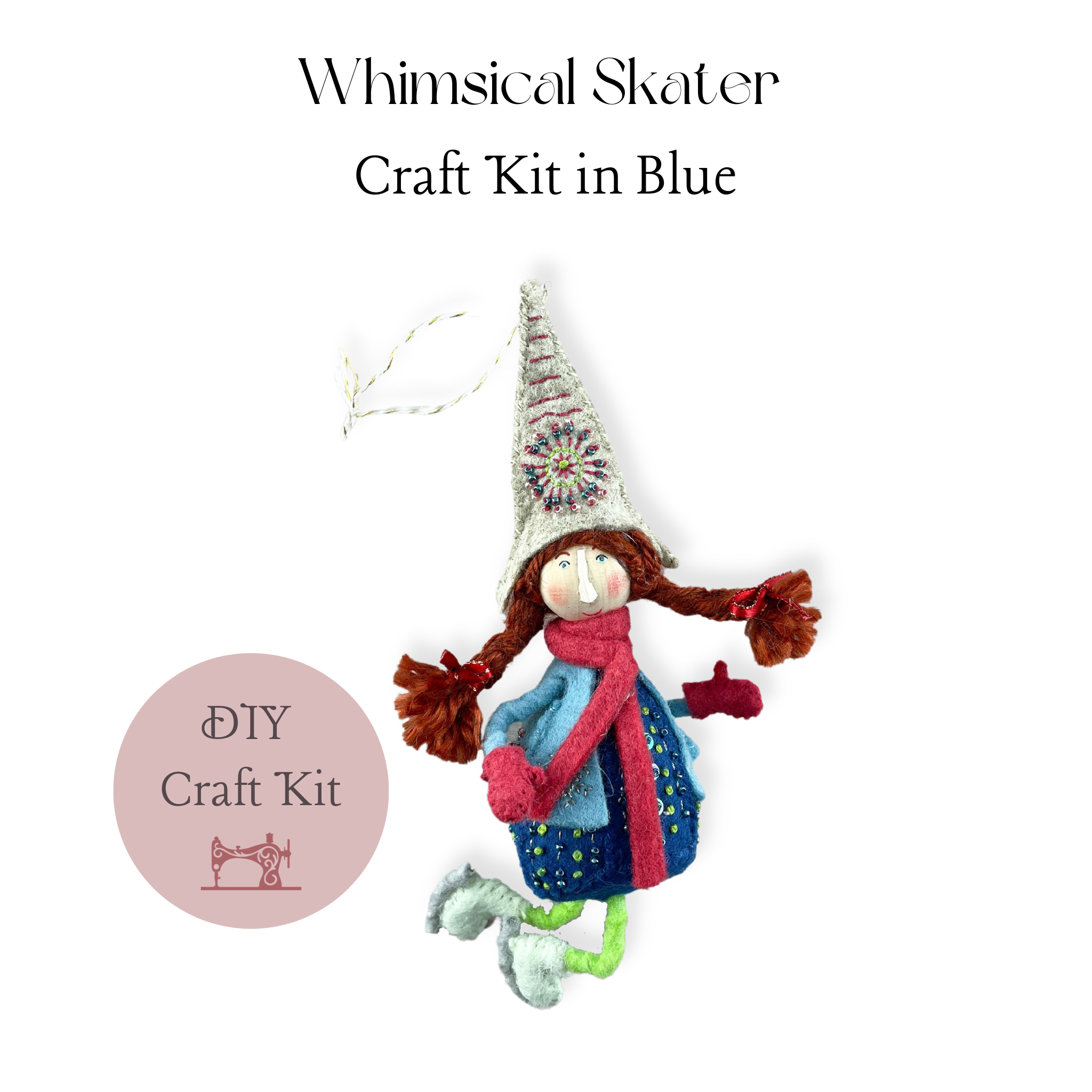 Whimsical Skater Ornament Craft Kit in Blue