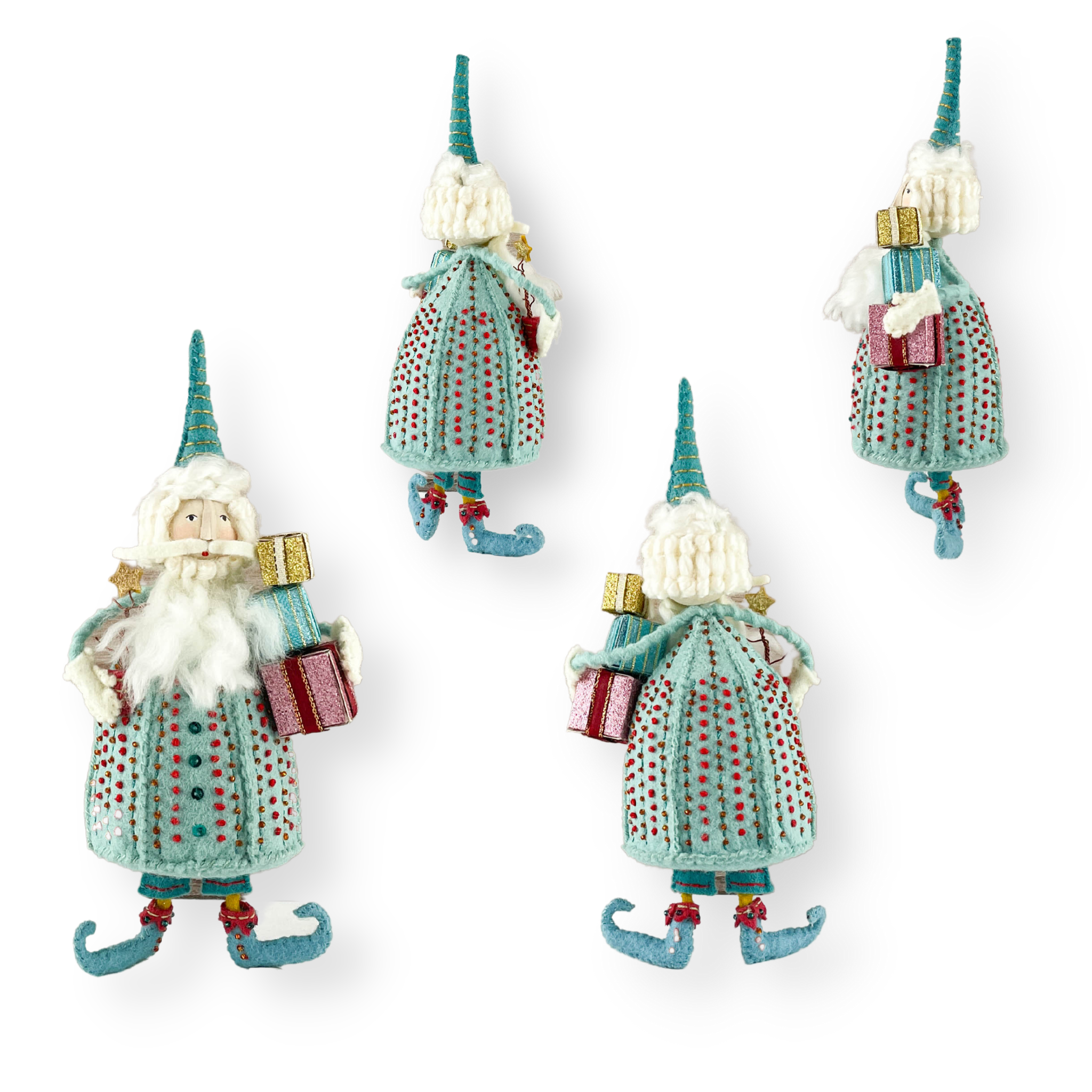 Whimsical Santa Ornament Craft Kit in Retro Blue