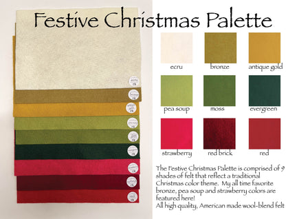 Festive Christmas Palette Merino Wool Blend Felt Sheets