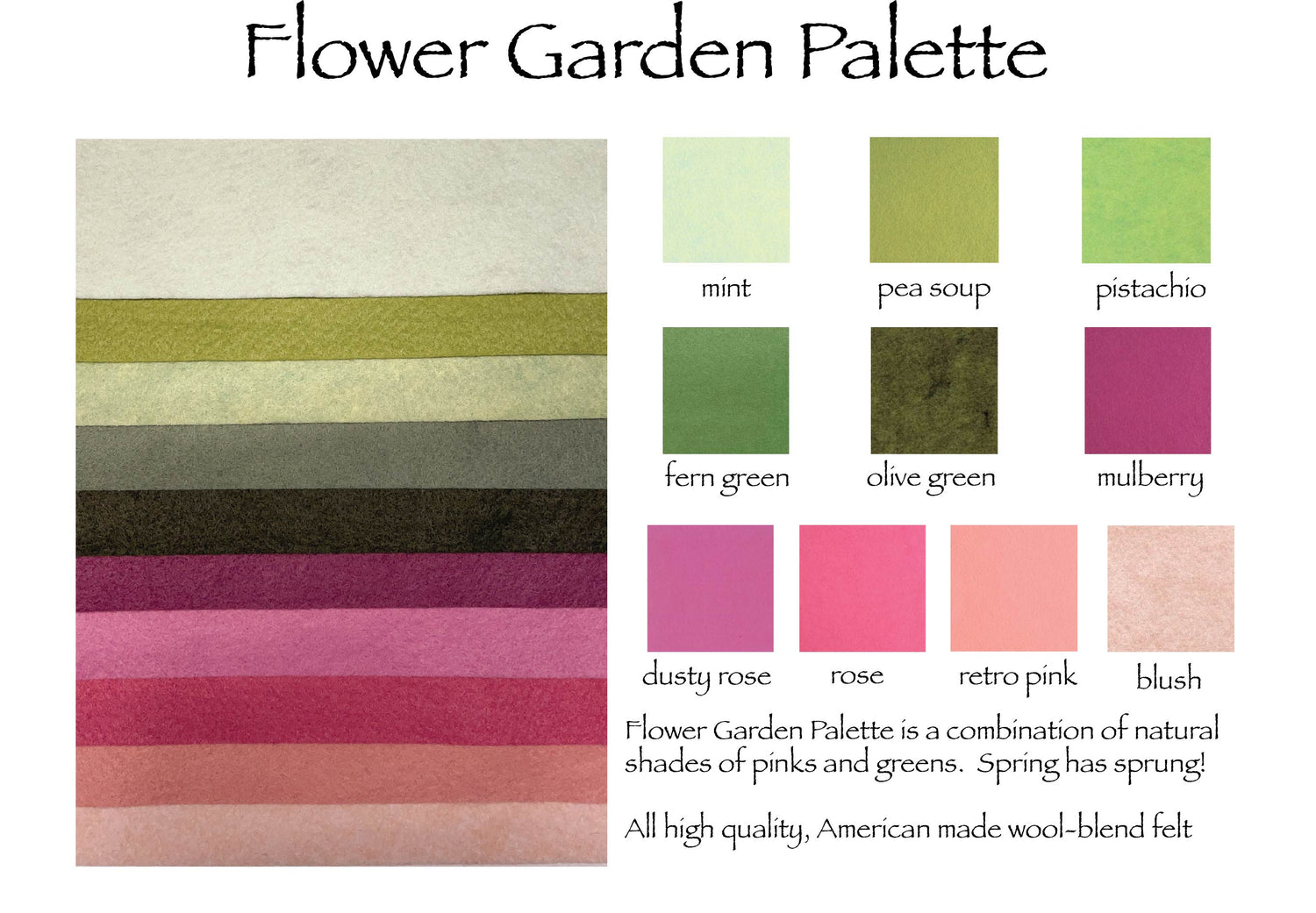 Flower Garden Palette Merino Wool Blend Felt Sheets