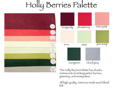 Holly Berries Palette Merino Wool Blend Felt Sheets