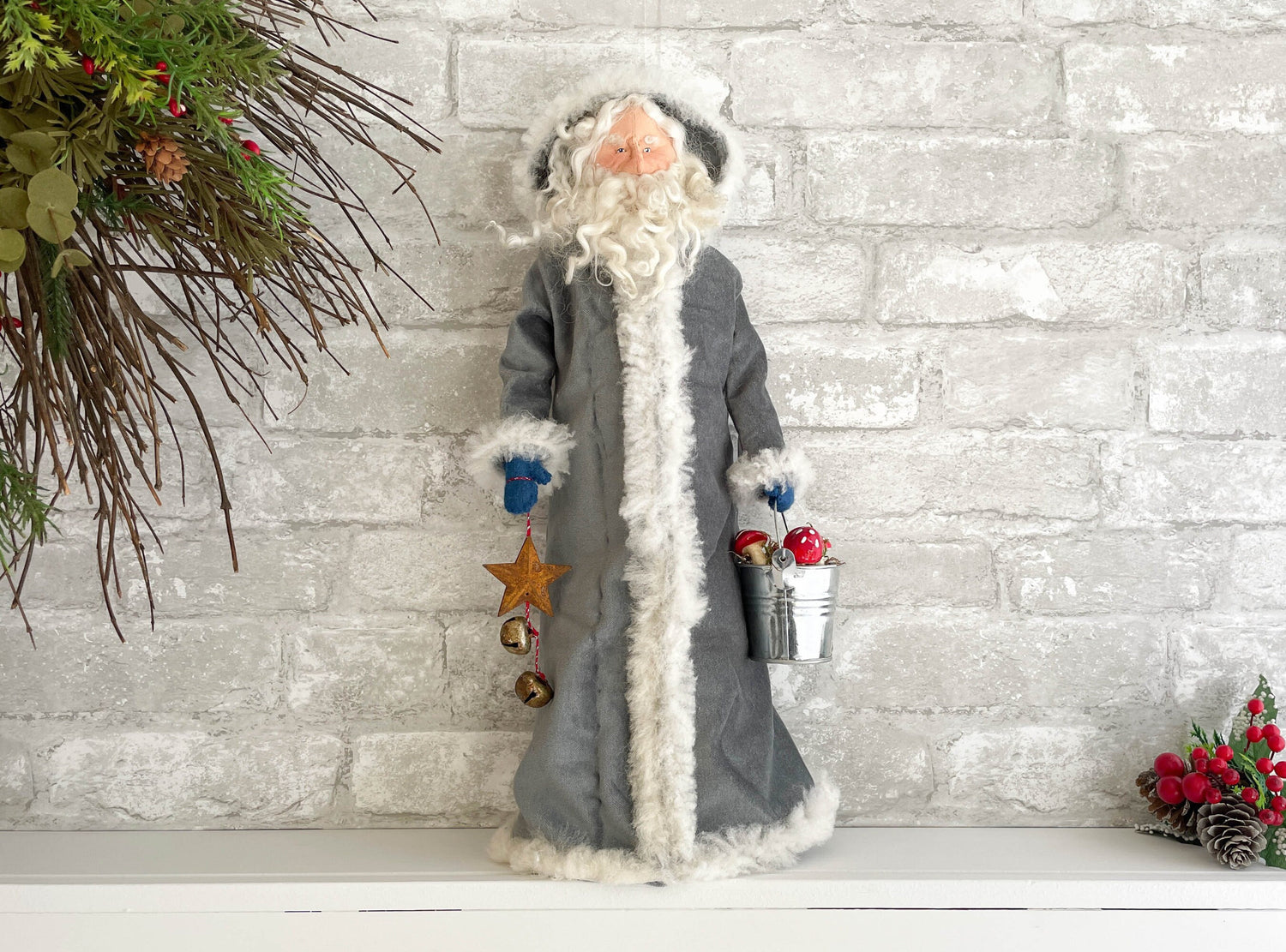 Handmade Santa Doll / One of a Kind Father Christmas Decor / Unique Heirloom Christmas Decoration