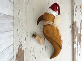Hand Made Christmas Door Hanger / One of a Kind Santa Crow / Primitive Christmas Decor