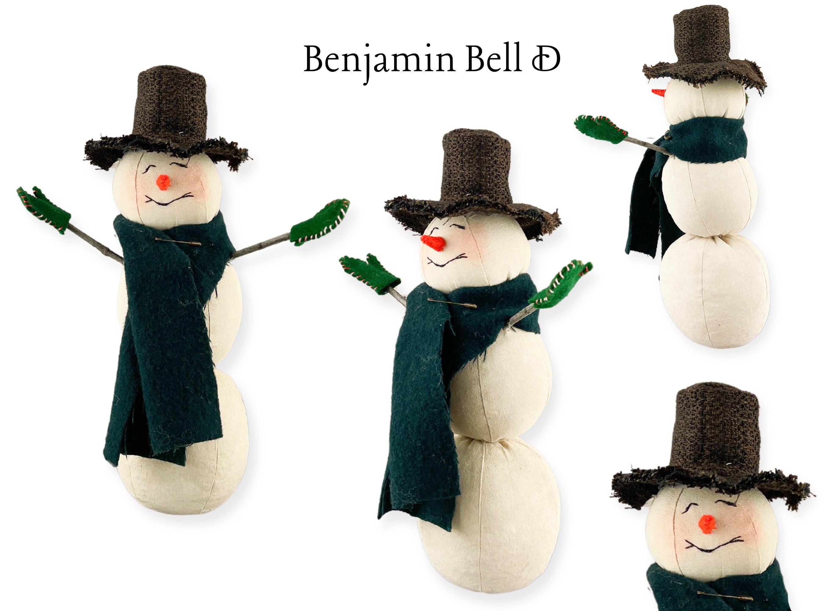 Handmade Snowman Doll / Heirloom Christmas Decor / Primitive Christmas / Rustic Cottage Decoration