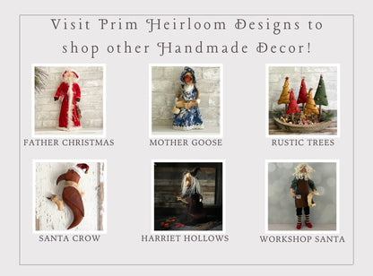 Handmade Snowman Doll / Heirloom Christmas Decor / Primitive Christmas / Rustic Cottage Decoration