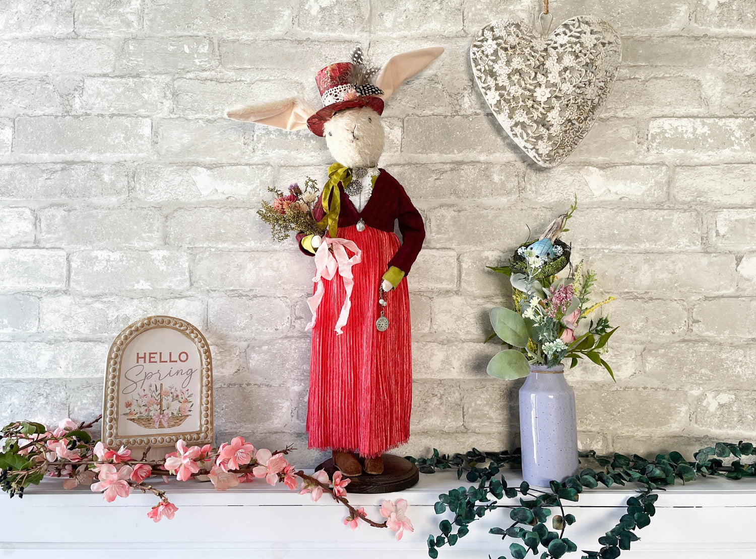 One of a Kind Handmade Bunny Doll / Virginia Handmade Cloth Doll / Spring and Easter Bunny Decoration