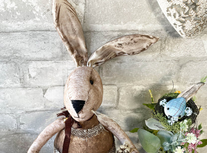 One of a Kind Handmade Bunny Doll / Handmade Cloth Doll / Spring and Easter Bunny Decoration