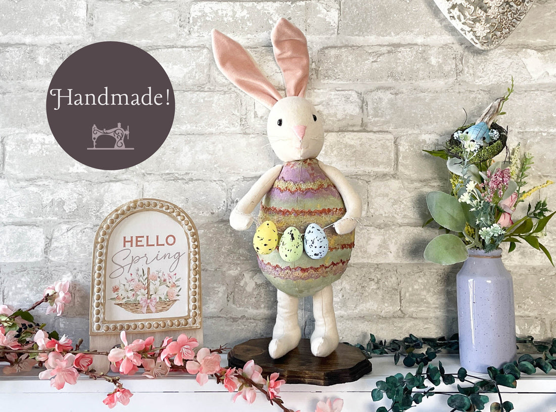 One of a Kind Handmade Bunny Doll / Handmade Cloth Doll / Spring and Easter Bunny Decoration