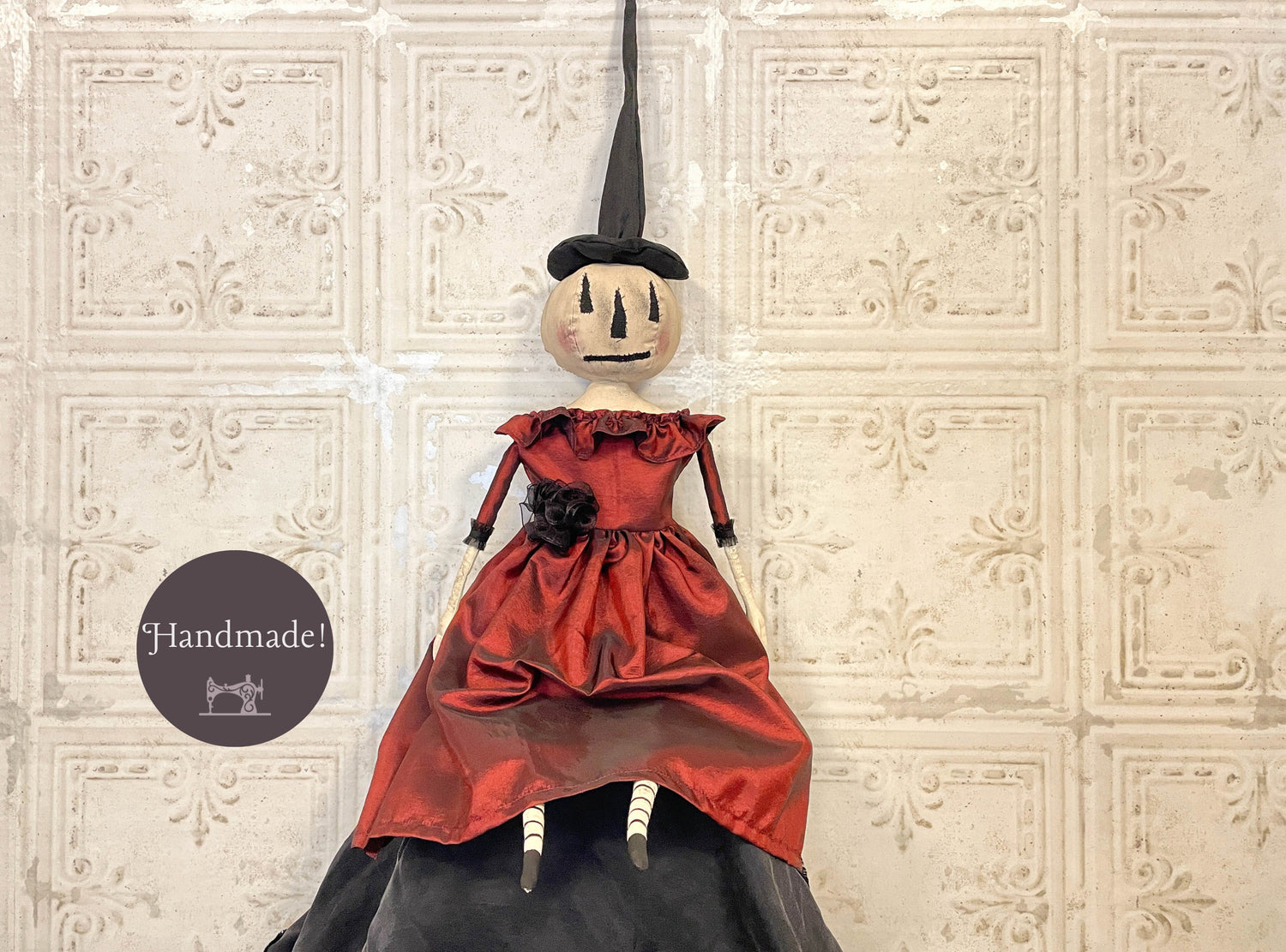 One of a Kind Handmade Halloween Ghost Pumpkin Doll