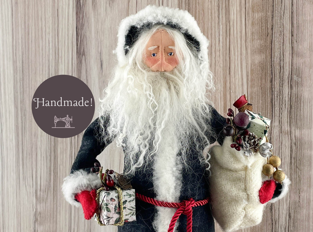 Handmade Santa Decorative Doll / Vintage Inspired One of a Kind Father Christmas Figure