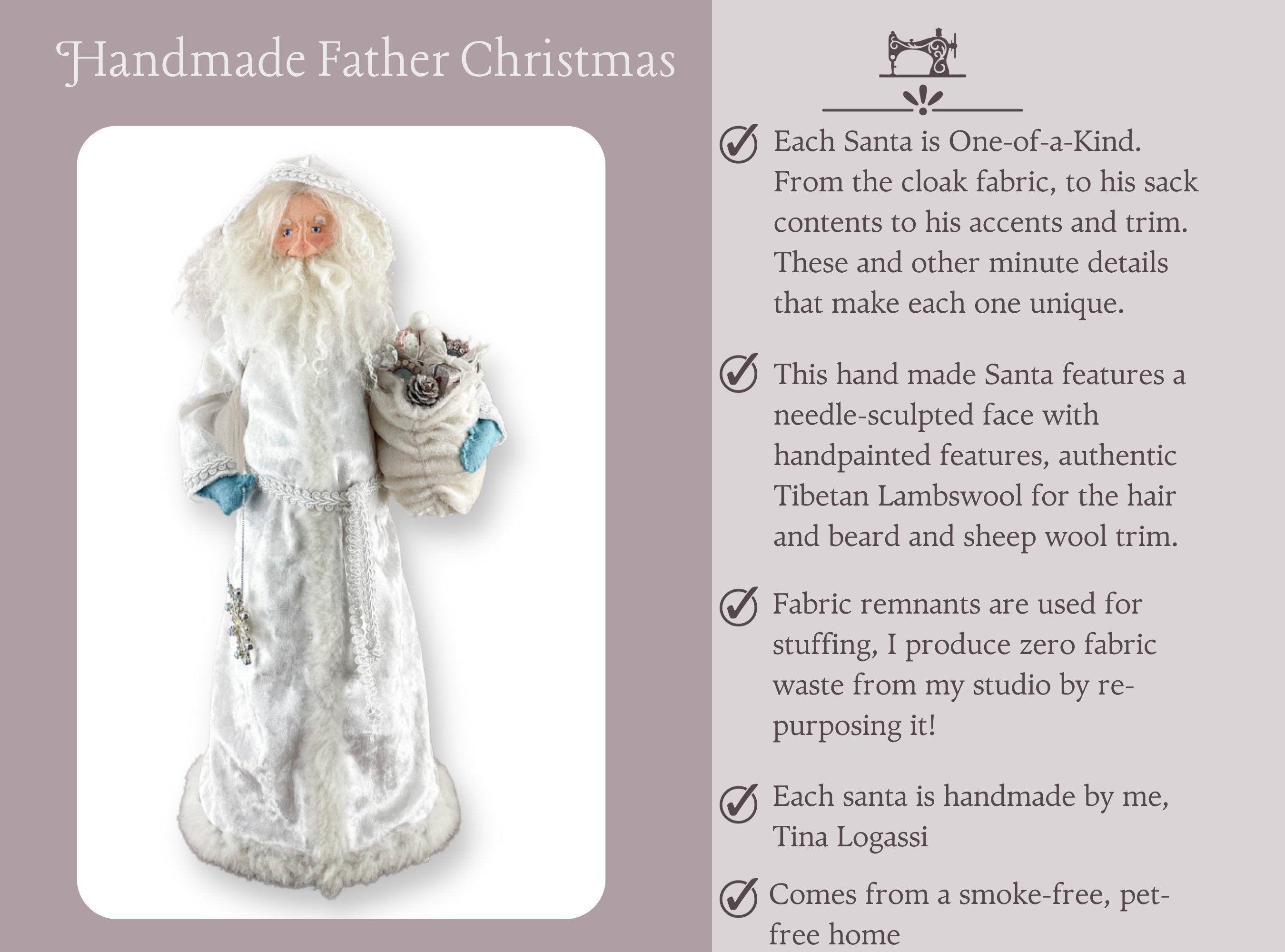 Handmade Santa Decorative Doll / Vintage Inspired One of a Kind Father Christmas Figure