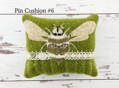 Handmade Bee Pin Cushion for the Sew-ist / One-of-a-Kind Appliqued and Embroidered Pin Cushion