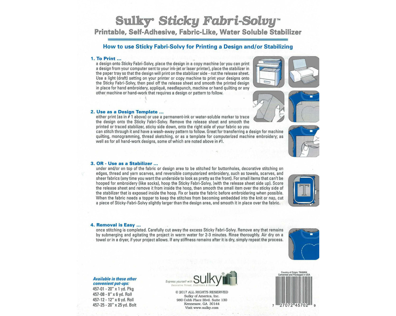 Sulky Sticky Fabri-solvy Water Soluble Stabilizer, Embroidery