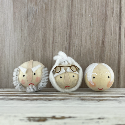 Scrooge, Marley and Ghost Ebenezer Series Wooden Heads 20mm