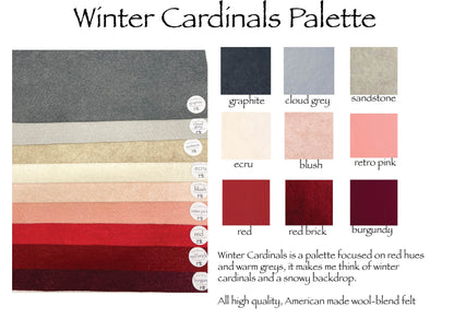 Winter Cardinals Palette Merino Wool Blend Felt Sheets