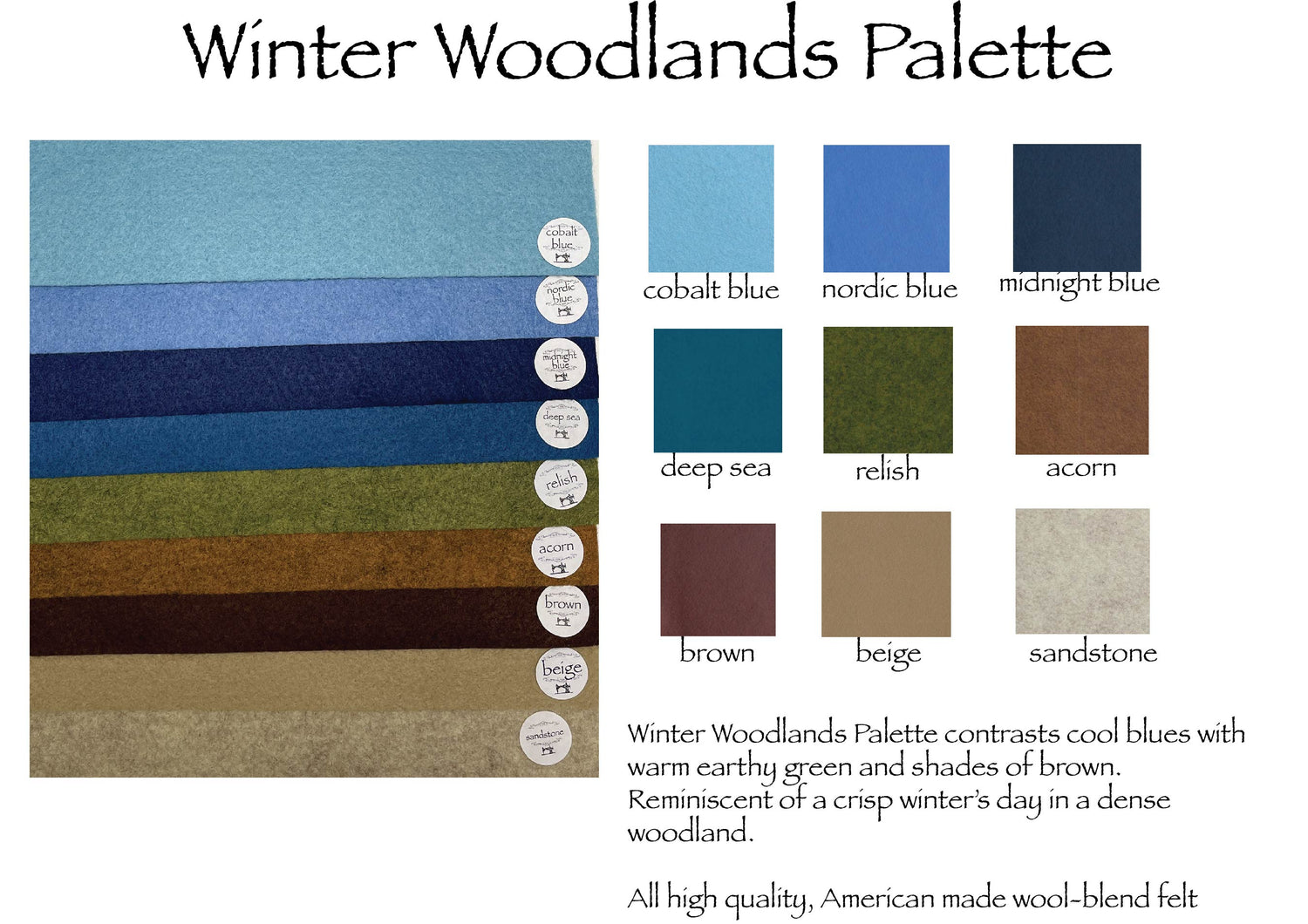 Winter Woodlands Palette Merino Wool Blend Felt Sheets
